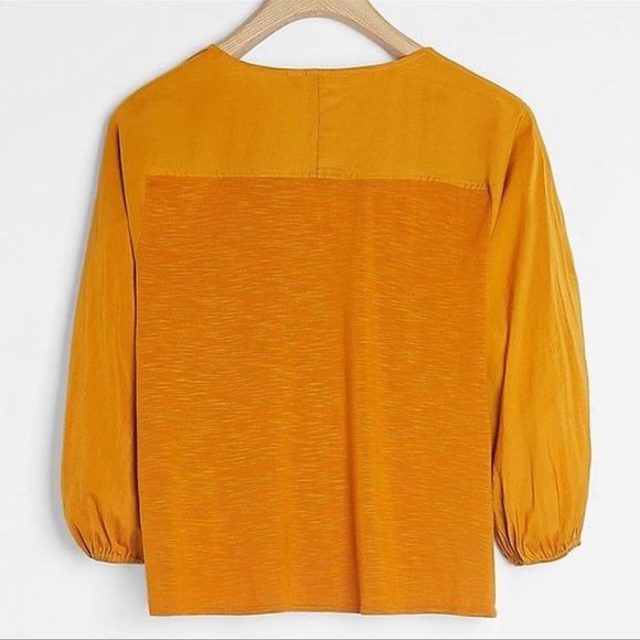 NWT Anthropologie Dolan Left Coast Alvia Peasant Top in Goldenrod Size XS - Picture 9 of 12